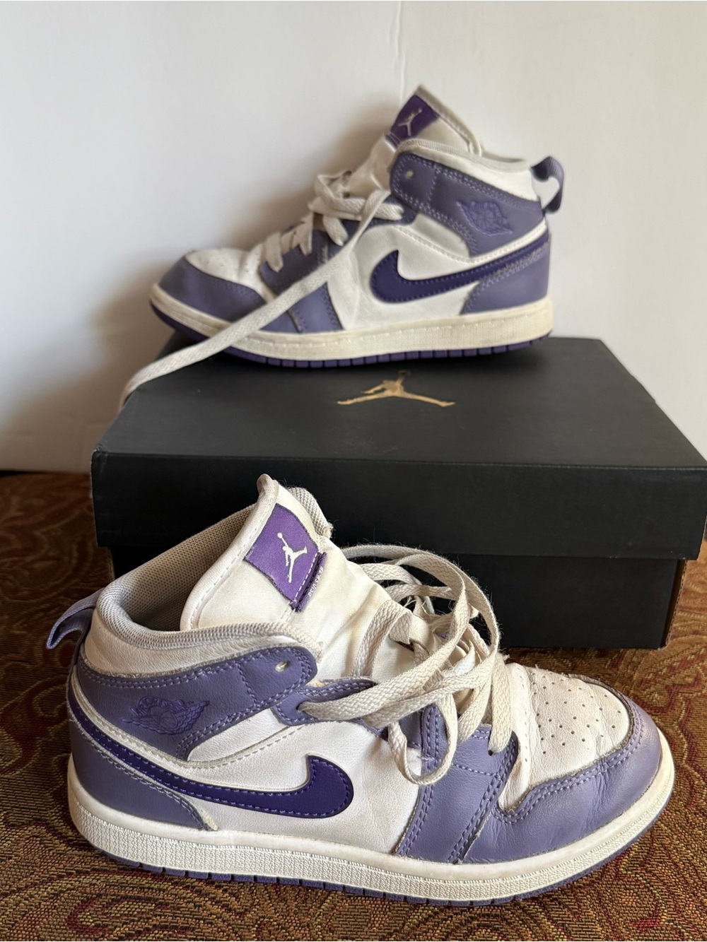 Nike Girl’s Air Jordan 1 Mid (PS) DQ8424 500 Dusty Amethyst/Court Purple Size 1Y